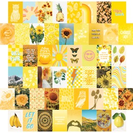 Yellow Wall Collage Kit Aesthetic Pictures, Yellow Room Decor for Teen Girls, Bright Wall Decor, Dorm Aesthetic Room Decor, Posters for Room Aesthetic, Kids Wall Decor