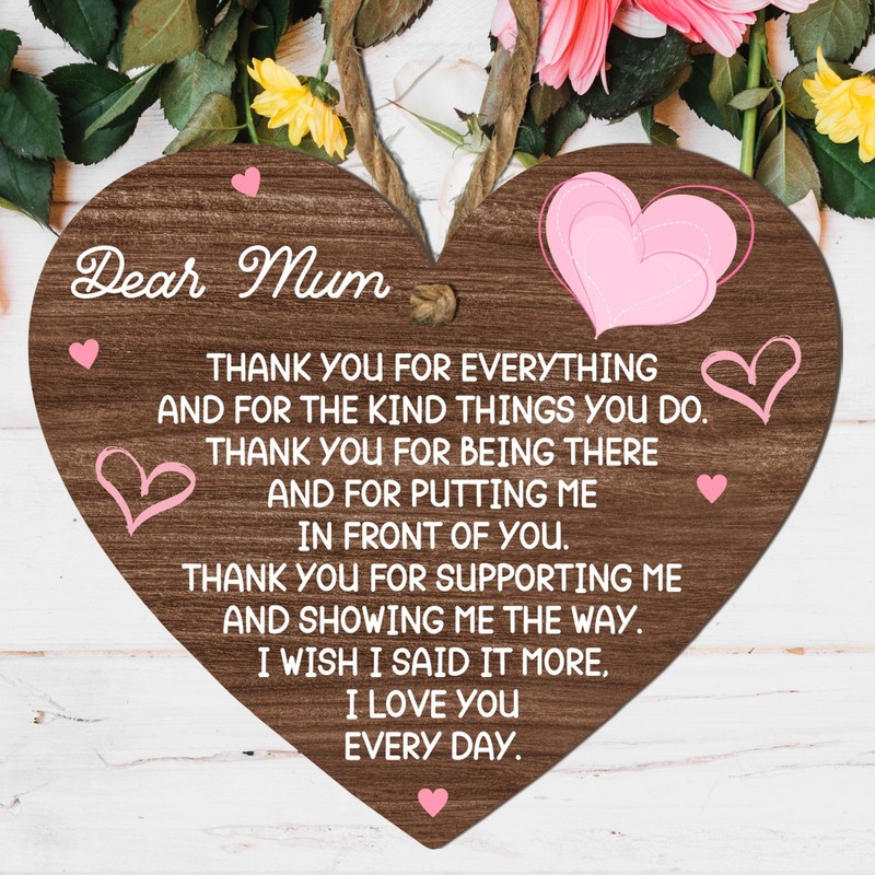 Wooden Heart Plaque Gift for Mum - Heartfelt Gift For