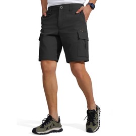 FREE SOLDIER Mens Hiking Pants Convertible Waterproof Lightweight Quick Dry Zip Off Cargo Pants(Black38W x 30L)