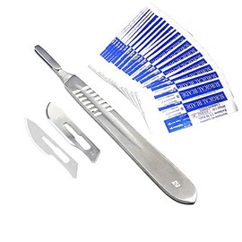 AAProTools 1 Stainless Steel Scalpel Knife Handle #4 With 20 Sterile Scalpel Blades #21 & #24 (AAPro Brand)