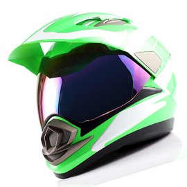 1Storm Dual Sport Helmet Motorcycle Full Face Motocross Off Road Bike Racing Green White
