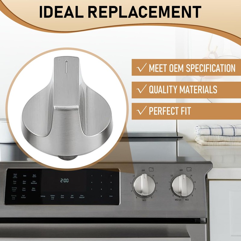 4 pcs W11418244 Range Knob Compatible with Whirlpool Gas Ranges