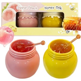 Bálsamo labial de abeja, bálsamo labial de melocotón, bálsamos labiales de propóleo, bálsamo labial Honey Pot Lip Balm Hidratante Set de cuidado labial agrietado, reduciendo las líneas de los labios