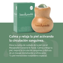 Face and Body Massager - Beech Wood and Aventurine Ball Roll-On - Relaxing Effect - Soothes and Relaxes Skin by Activating and Improving Blood Circulation - Amakandu