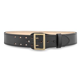 Dutyman 2-1/4" Plain Leather Sam Browne 2-Row Stitch Duty Belt with Gold Buckle - Size 42-100% Genuine Leather w/No Fillers