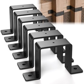 MooxHAI 6 Pcs 4" x 4" Strap Post Ties,Heavy Duty deck fence post brackets for 4"x4" wood Post Beam, Gazebo Mounting Brackets,Thickness 2mm - Black