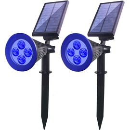 Clordeal Outdoor Spotlights - 4 LED 2-in-1 Auto On/Off Solar Inground Lights for Patio Yard Garden Driveway Pathway (2 Pack, Blue)