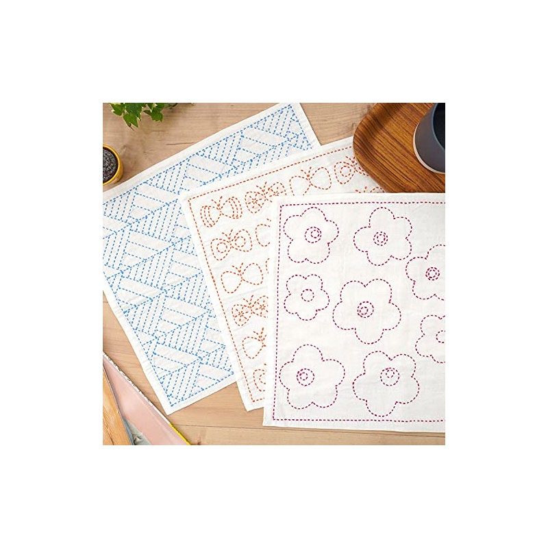 Hara Wool Sashiko Dish Towel, Sashiko Kit, Nuts