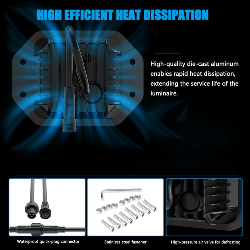 Adzoon Flush Mount LED Pods 5Inch, 8000LM Spot Flood Combo