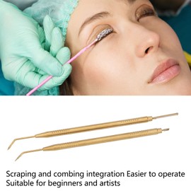 Eyelash Lift Separator Tool, Comfortable Grip Tail Comb Metal Lash Lift Rods Stainless Steel for Beauty Salon (Gold)