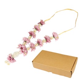 Artificial Mala Rose Flower Ribbon Garland Haar Mala for Idol-Mala with Bead for God Statue Accessories Pooja Sringar Article Ornament for Indian Traditional Festival Home Decor(Size:-13")(Purple)