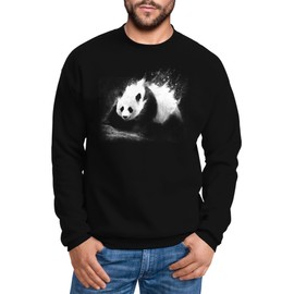Neverless Men's Panda Splash Crew Neck Sweatshirt, Panda Splash Black