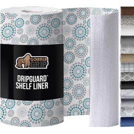 GORILLA GRIP DripGuard Shelf Liner, Non-Adhesive Drawer and Kitchen Cabinet Protector, Strong Grip Slip Resistant Underside, Smooth Surface Liners for Cabinets, Bathroom Closets, 17.5x240 Inch, Spiral
