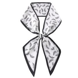 MINIDORA Satin Scarves for Women 59× 5.9 inches Elegant Silk Feeling Scarf for Bag Headwrap Lightweight Neck Tie A-017 Black and White
