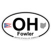 US Decal, Inc. Fowler, Ohio Oval Sticker with State Flag