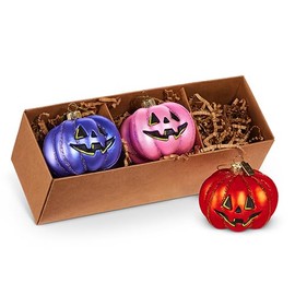 RAZ Imports Box of Jack-O-Lanterns Ornament, 2.75-Inch, Glass, Multicolor, Box of 3