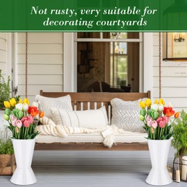 Beeveer 6 Pack Plastic Flower Bucket 11.8 Inch Tall Vase Bucket Cone Vase with Base for Cut Flower Multipurpose Buckets for Flower Bouquet Holder Centerpieces Decorations for Home Wedding (White)