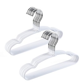 Amber Home Baby Hanger, 20-pack, White, PVC Non-Slip Steel, Kids Hanger, Elementary School, Children's Hanger, No Marks, Closet Storage, Space Saving, Dual Use for Dry and Wet Clothes, Width 30 cm