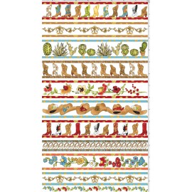 Loralie Designs Cowboy Stripe Fabric Boot Hat on White Whoa Girl Cotton Loralie Designs By Yard