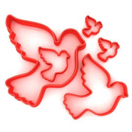 Custom Cutters Dove Shape Cutters | Set of 5 Plastic Cutter for Baking, Fondant, Clay, Pastry, Icing, Jewellery (1.5/2/3/5/8CM)