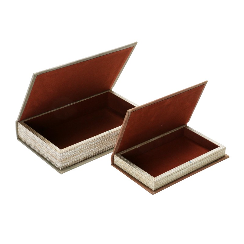 Creative Co-Op MDF & Canvas Book Storage Boxes, Set of