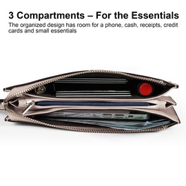 befen Genuine Leather Wristlet Clutch Cell Phone Purse and Handbags for Women, RFID Blocking Womens Large Capacity Wallet Zip Pocket Card Holder Small Clutch Bag