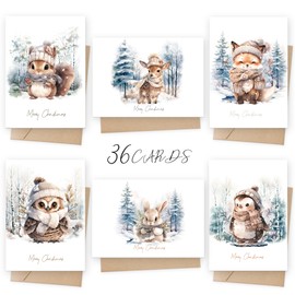 Christmas Cards Pack of 36, Multipack Xmas Cards for Family, Friends, Lovers and Business Partners, A6（105 x 148 mm） Folded Size with 36 Envelopes