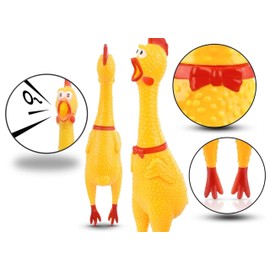 HEALTH & OUTDOORS Rubber Chicken Squeeze Squawking Chicken (2 Pack), 12-Inch Yellow Screaming Chicken Dog Toys, Prank Noise Maker Dog Toys for Silly Novelty Party Favors, Family Games