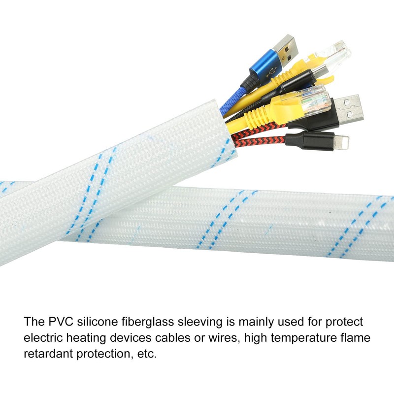 sourcing map Fiberglass Heat Shield Sleeve 1m x 7mm Insulation