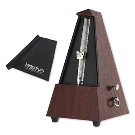 Wittner mechanisches Metronom 855111 Mahagoni-Design mit Glocke mit keepdrum Mikrofasertuch