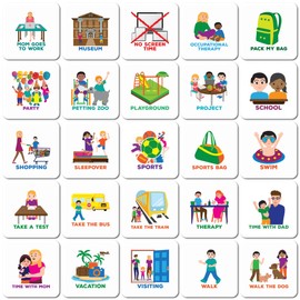 Smarfer - Magnetic Pictograms for Weekly Planner - 50 Pieces - English - for Kids - Outdoor Activities - Daily Routine - Autism Planner - Magnets - Routine Tasks - Reward Chart