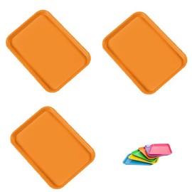 AmeriCan Goods 3 Pcs Dental Autoclavable Procedure Set Up Flat Tray Medical Instrument Set Up Flat Tray Size F - 9 5/8" W x 6 5/8" D x 7/8" Orange