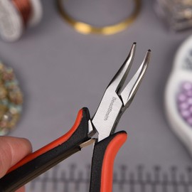 The Beadsmith Bent Chain Nose Pliers, 5 inches (127mm) with Polished Steel Head, Ergonomic Comfort Grip Handle with Double-Leaf Spring