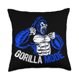 Gorilla MODE Gorilla Fitness Workout Sport Sports Freak Throw Pillow