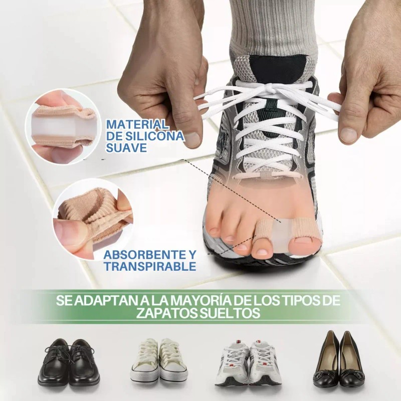 Separador Dedo Pie Forro Gel Doble Bucle Corrector Juanete Marrón