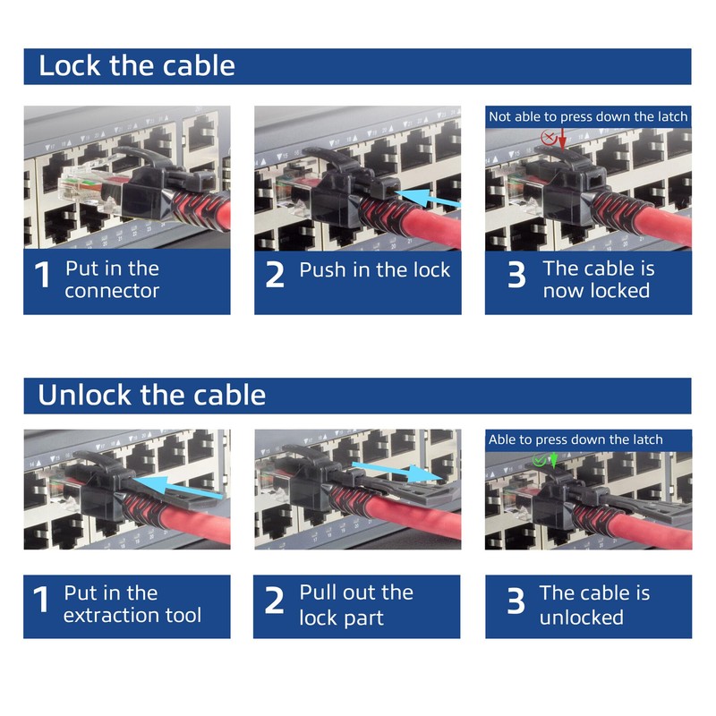 ACT Abschließbares CAT6A Ethernet Kabel, mit Schlössel, RJ45 Ethernet Netzwerk