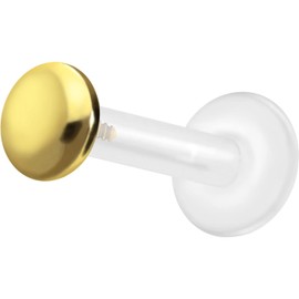 PIERCINGLINE PTFE Labret with Internal Thread Titanium Attachment Screw Disc Flat Piercing Lip Nose Ear Helix Tragus Medusa Choice of Colours and Sizes, PTFE / titanium (grade 23)