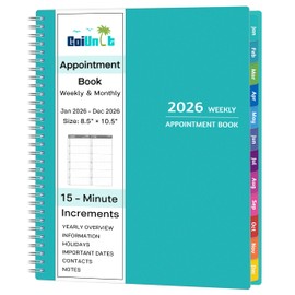 2026 Appointment Book - January - December 2026, Appointment Planner with Weekly ＆ Monthly Spread, 8.5'' x 10.5'', Large, 15 Minute Increments, 2026 Daily Planner with Pockets, Tabs, Soft Cover