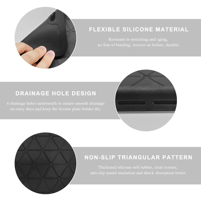 ZNDAW 2 PCS Silicone License Plate Frame, Rust-Proof Rattle-Proof Front