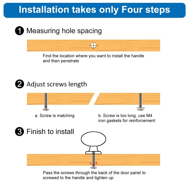 WEAVERBIRD Pack of 4 Black Cupboard Knobs, Round Chest of