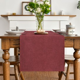 Camino de mesa de estilo Artoid Mode color rojo oscuro, de temporada de Navidad, de San Valentín, lavable, decoración de mesa de comedor para decoración del hogar, fiesta, 13 x 60 pulgadas
