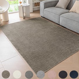 Ceneco Short Pile Rug,Taupe Rugs Living Room, Modern Indoor Thin Rugs for Bedroom, Low Pile Washable Area Rug for Dining Room, Office,Lounge (Taupe, 60×120m)