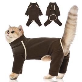 Cat Onesie - Coffee, S - Hair Sticky Pajamas, Breathable Soft Jumpers for Cats Only, Surgery Suit for Female Cats After Spaying, Hair Spreading Prevent Clothes