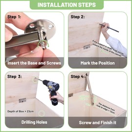LALAGO Gas Lift 150N/PC, Lid Support Hinges Hold in Any Position, Hydraulic Flap Hinge Gas Spring Cabinet Hinges for Wooden Box Wall Cupboard Pack of 2