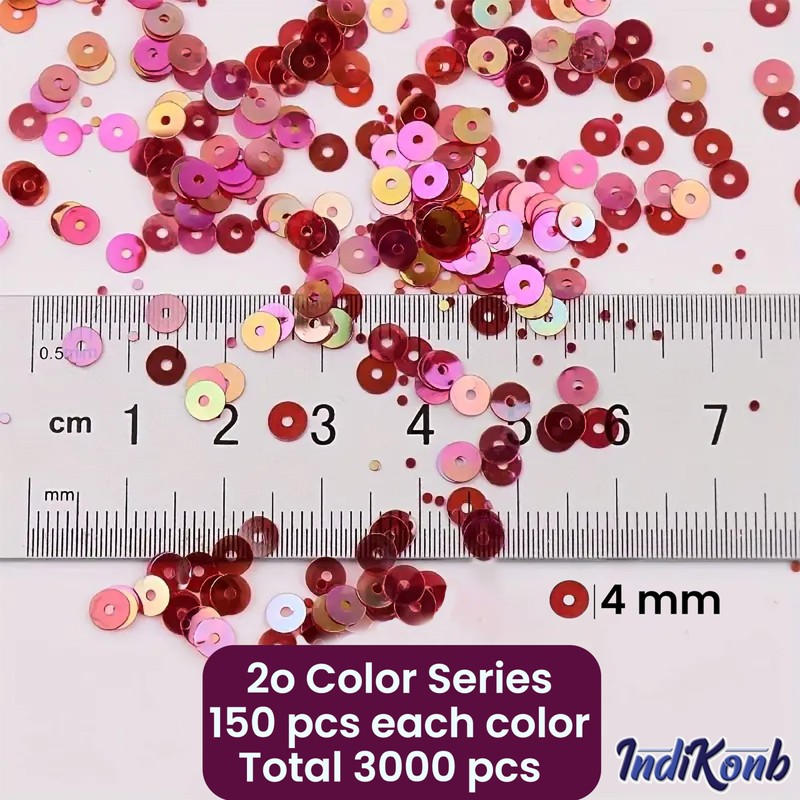 INDIKONB Multicolour Sequin/Sequence 4mm - Pack of 3000 Shiny Sparkle