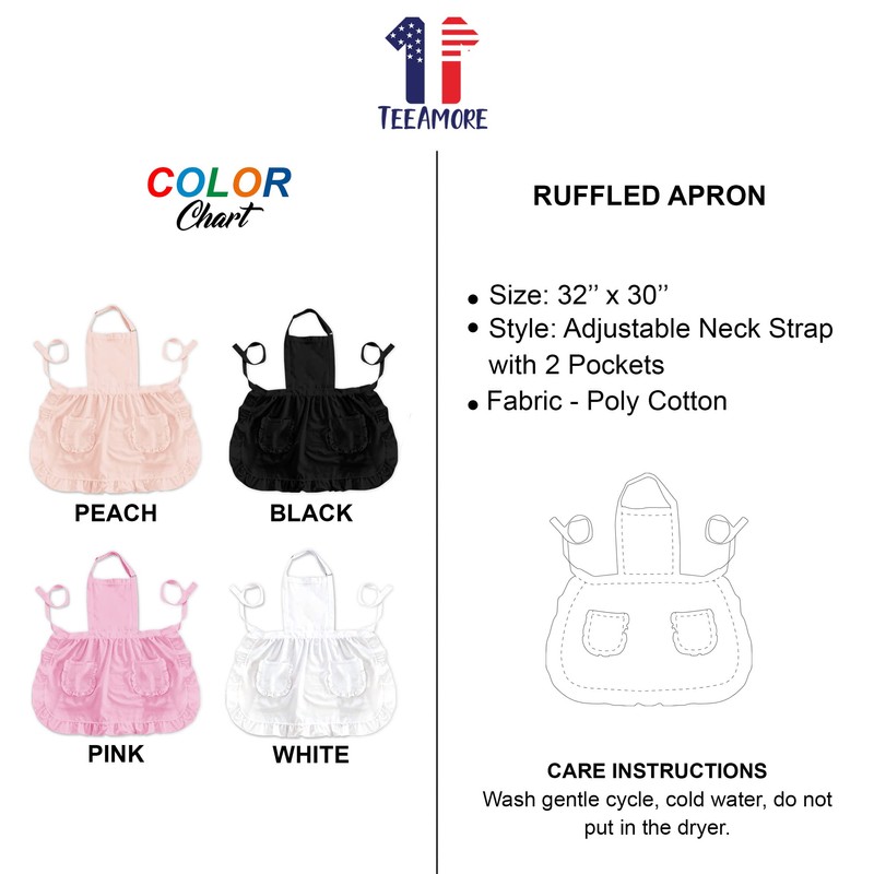 TEEAMORE Custom Ruffle Apron Your Name's Kitchen Cooking Baking Grilling