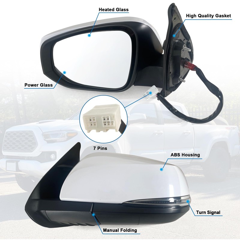 Lqito Left Driver side Mirror Fits 2016-2022 Toyota Tacoma With