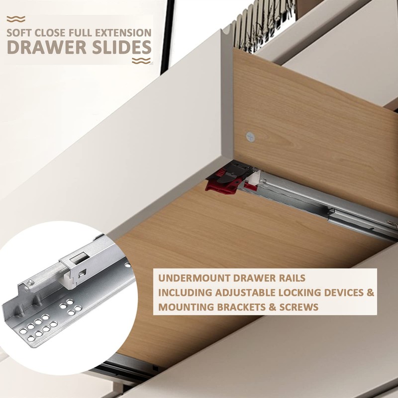 knobelite 1 Pair 18 Inch Undermount Drawer Slides, Self Soft
