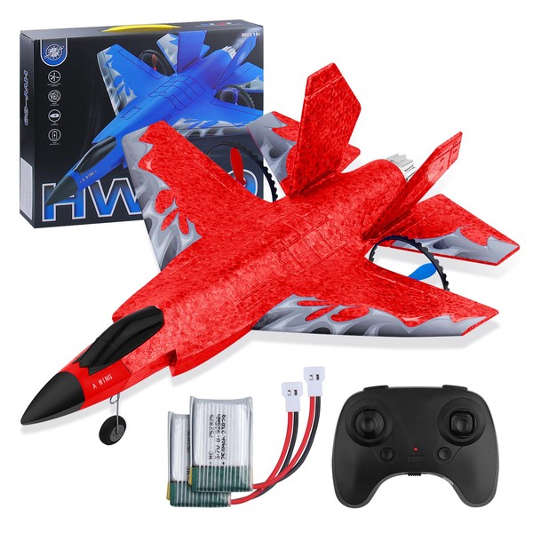 Henakmsl RC Aereo 2CH RC Aereo giocattolo HW39 Fighter 2.4 GHz Aereo telecomandato RTF per principianti, bambini e adulti F35 con luci notturne ricarica USB (rosso)