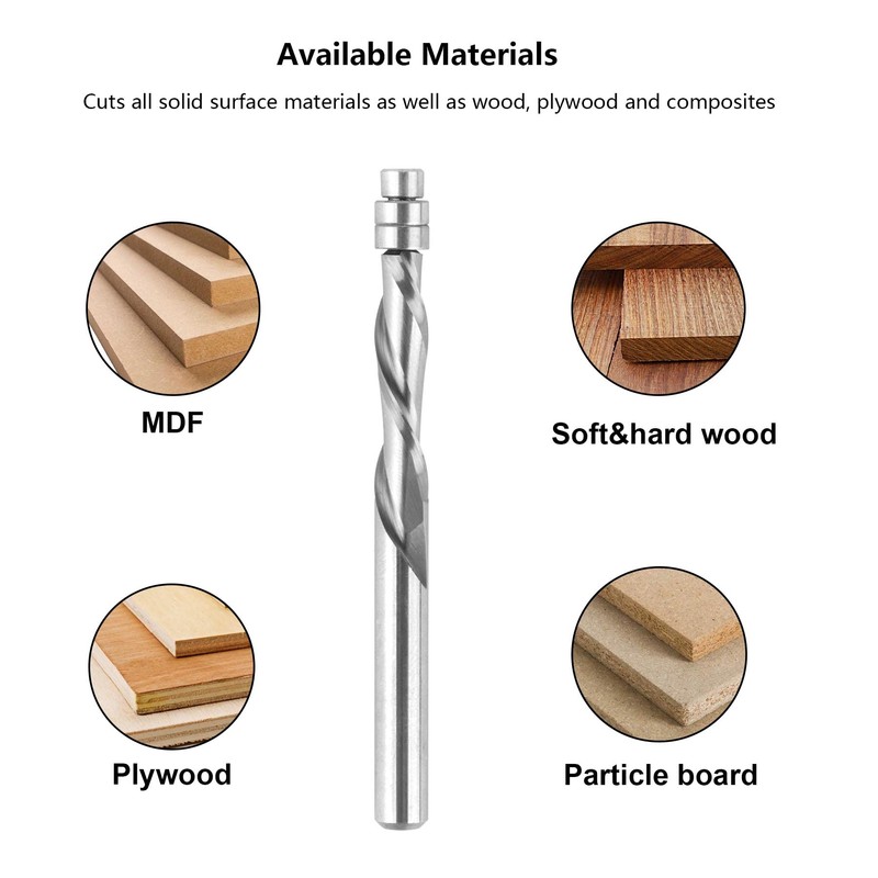 SpeTool 5PCS Down-Cut Spiral Flush Trim Router Bits Set,1/4 Inch